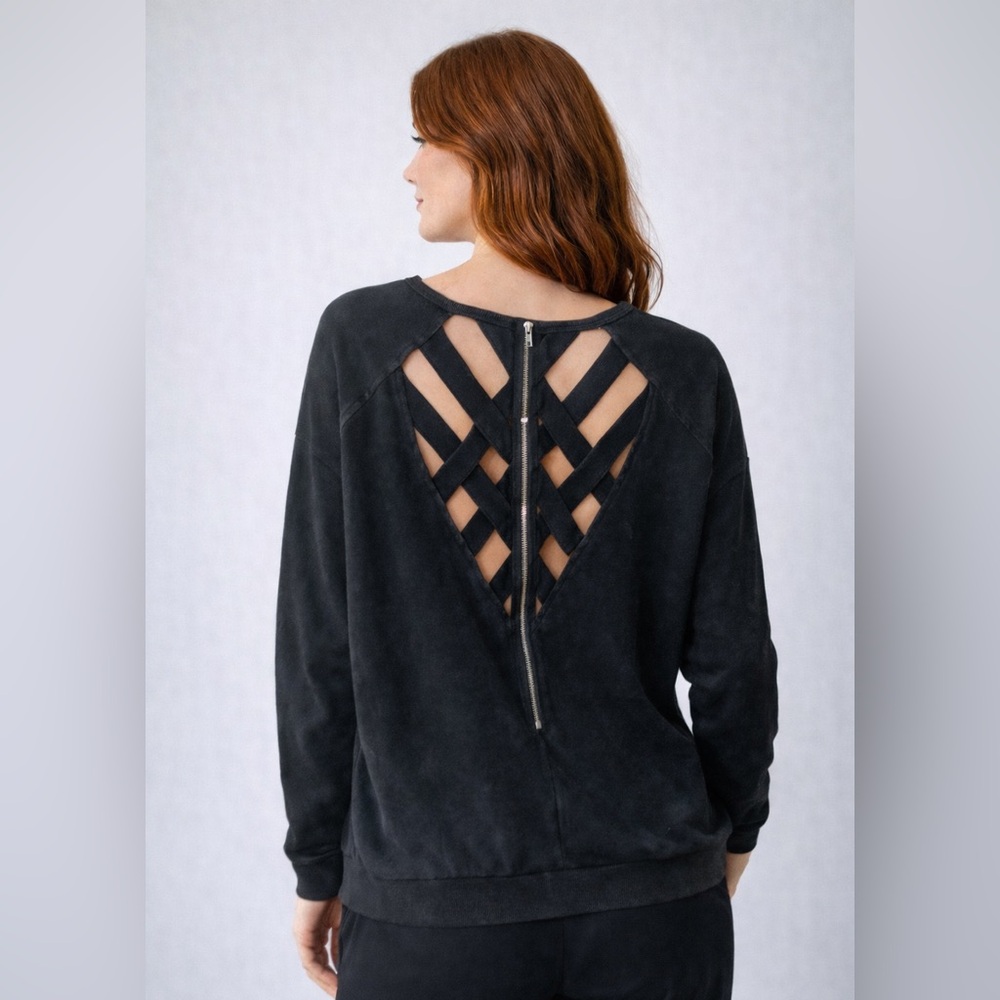 Imaginary Voyage Black Sweater with Lattice Back